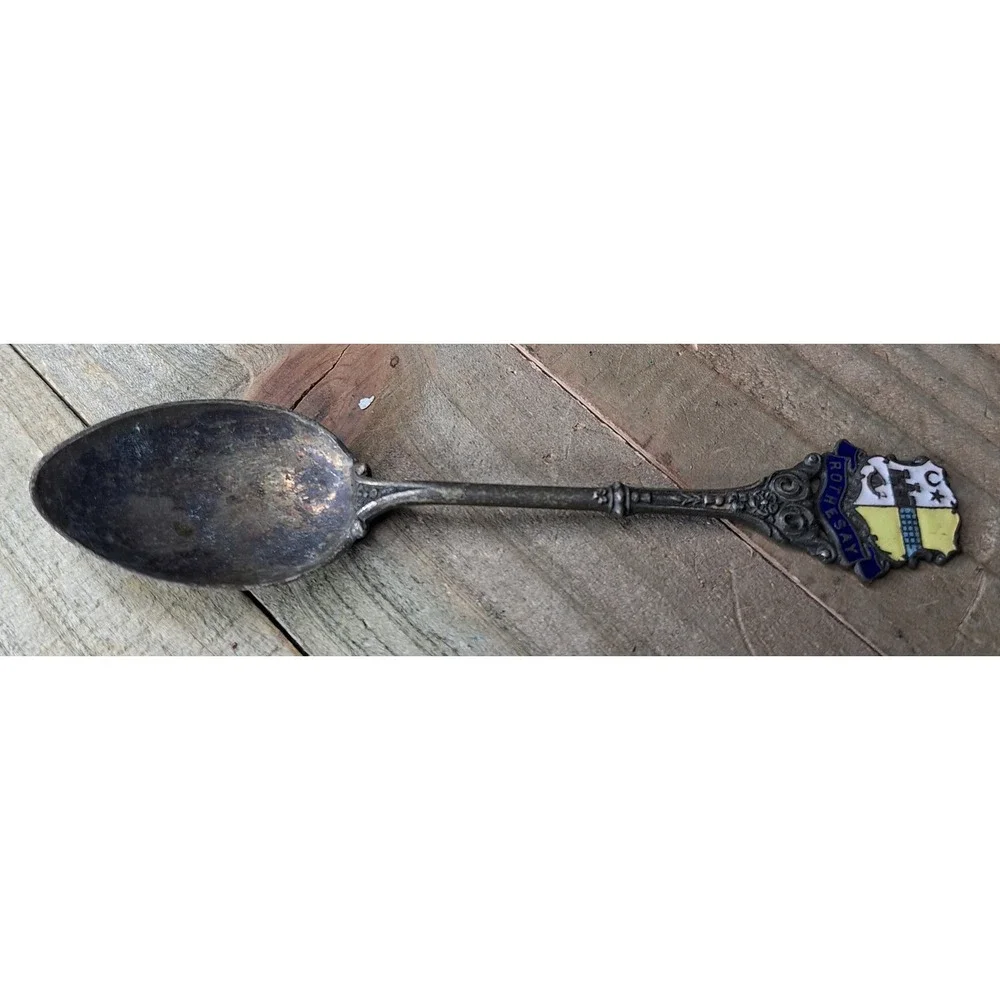 Vintage Rothesay Scotland Souvenir Spoon Enamel Coat of Arms‎ Crest Antique